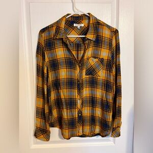 Workshop Republic Clothing Mustard Yellow and Blue Plaid Button Down Shirt
